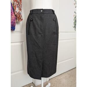Hucke HMC vintage gray wool midi pencil skirt size 8